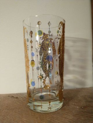 6 Vintage Culver Mardi Gras Highball Jeweled Jester Glasses Barware Mid Century 3