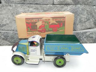 Vintage Marx City Coal Co Tin Wind Up Mack Dump Truck