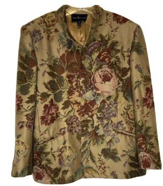 Rare Ralph Lauren Blue Label Vintage Floral Tapestry Jacket Size 12