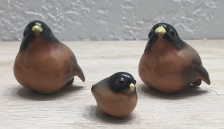Vintage Hagen Renaker Set Of Robins & Chick Miniature Figures