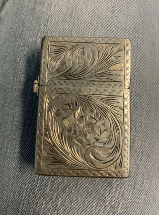 Vintage Italian.  800 Silver Lighter Case With Replaced Insert Zippo