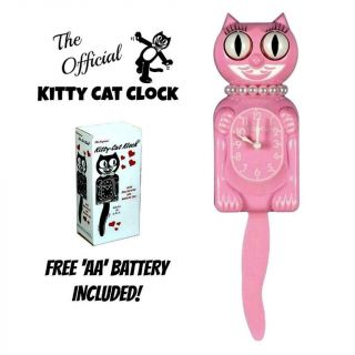 Pink Miss Kitty Cat Clock (3/4 Size) 12.  75 " Battery Usa Made Kit - Cat Klock