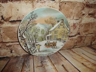 Vintage Currier & Ives Country Christmas Winter Scene Japan Porcelain Plate 6.  5 "