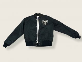 80s Los Angeles Raiders Starter Satin Jacket Coat Black S Oakland Football Vtg