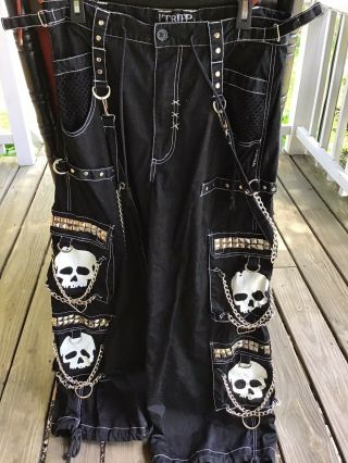 Tripp Nyc Skull Chains Bondage Rave Goth Pants Vintage 90’s