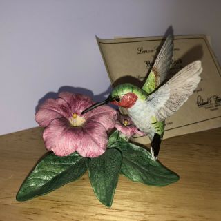 Lenox Garden Birds Figurine 1988 Hummingbird - Box & Papers - Rare