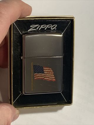 Vintage 1970 Zippo Lighter Engraved American Flag Pristine