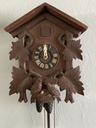 Vintage German Cuckoo Clock Parts And Clock For Restore Birds Egg In The Nest
