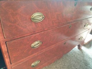 19th Century Paint Decorated Chest Of Drawers Three Drawer Dresser Americana