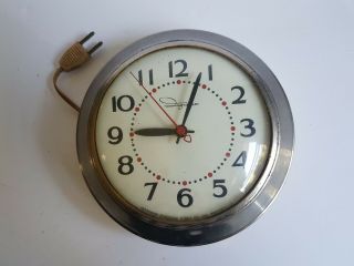 Ingraham Chrome Wall Electric Clock Vintage