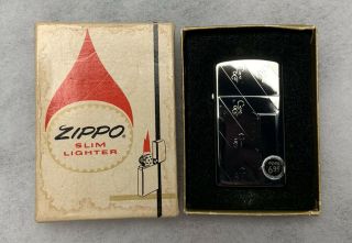 Vintage Nib Zippo Slim Lighter No.  1625 H.  P.  Diagonal (1976) - Never Engraved -