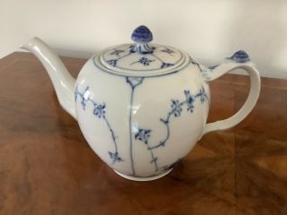 Vintage Royal Copenhagen Teapot In Blue Flute Plain Pattern