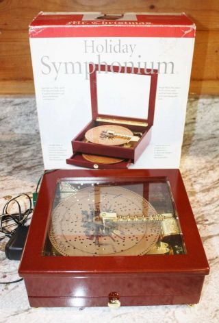 Mr.  Christmas Holiday Symphonium Wood Music Box W/16 Disks