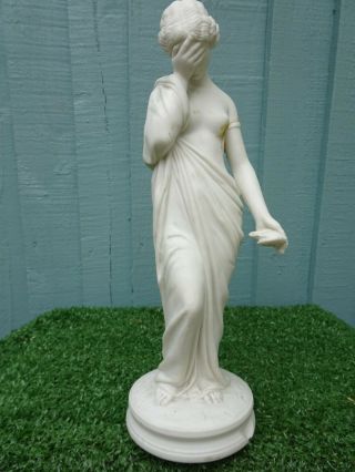 19thc Royal Worcester Parian Figurine Holding A Dead Bird Known As Sorrow