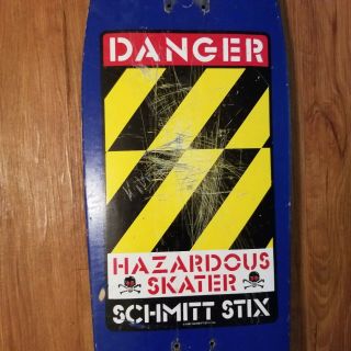 Vintage 80s Schmitt Stix Danger Hazard Skateboard Deck Powell Natas Santa Grosso