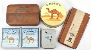 Camel Zippo Lighter Empty Wood,  Tin & Leather Boxes X 6