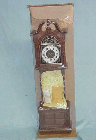 24 " Vintage Spartus Mini Grandfather Wall Clock Pendulum Electric Mcm Wood Tone