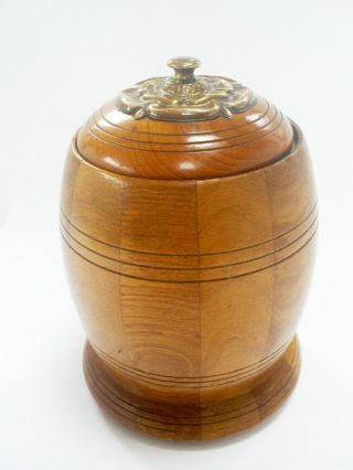Lovely Vintage English Tudor Themed Retro Oak/treen Musical Tobacco Jar/barrel
