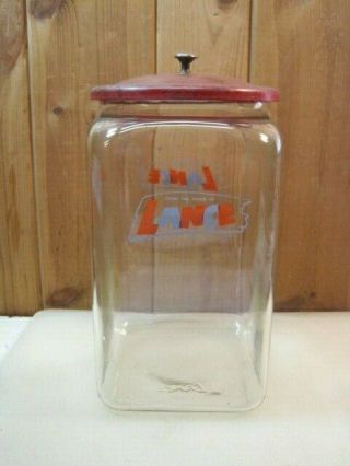 Vintage Large Lance 13 " Glass Advertising Countertop Jar W/lid B1442