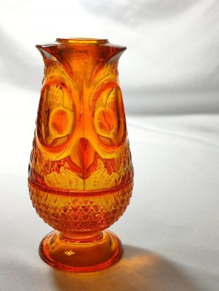 Vintage Viking Glass Persimmon Owl Fairy Courting Candle Orange Lamp Tea Light