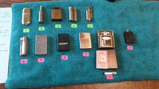 10 Vintage Lighters Zippo,  Chevy,  Trench,  Ronson,  Dunhill,  Nimrod,  Kem,  Read On