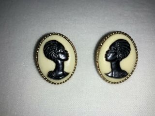 Rare Vtg.  Complete Set Coreen Simpson Black Cameo African American EARRINGS ONLY 4
