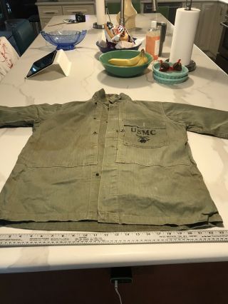 Vintage Wwii Usmc United States Marine Corps Hbt Ultilty Jacket Coat Shirt