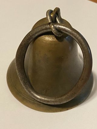 Antique Vintage Solid Brass Bell Cast Iron Clapper