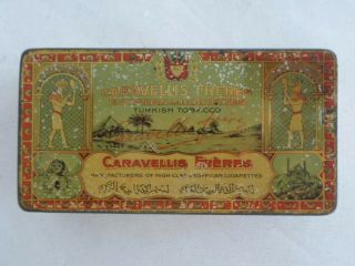 Egyptian Turkish Caravellis Freres 50 Cigarette Specials Tin Box Case 1920 