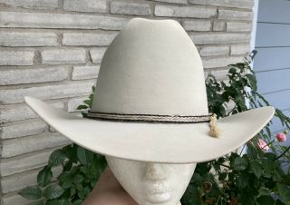 Vintage Rands Custom Cowboy Hat Cattleman Beige 8x Beaver 22 " Sz 7