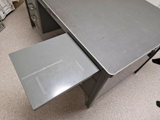Vintage Gray Steel Tanker Desk - Full 4