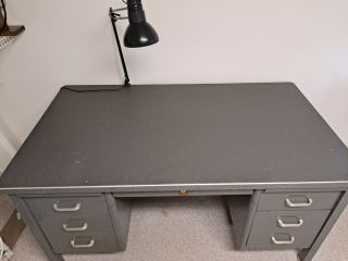 Vintage Gray Steel Tanker Desk - Full 6