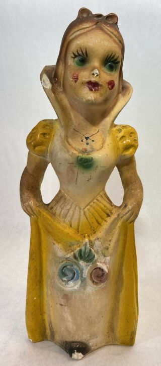 1940 - 50s Snow White Ceramic Carnival Souvenir Figure Statue Chalkware Rare