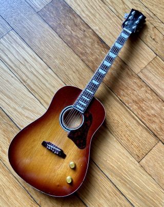 Miniature Wooden Guitar Hand Made Vintage 7”