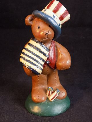 Benedict Bear July 4th Of July Ceramic Figurine Yankee Doodle Patriotic Bear