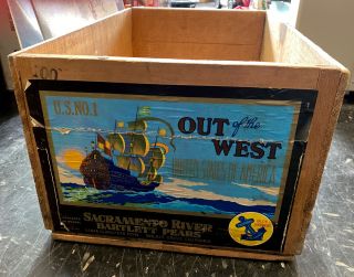 Vintage 1960 “out Of The West” California Fruit Exchange Crate Blue Anchor