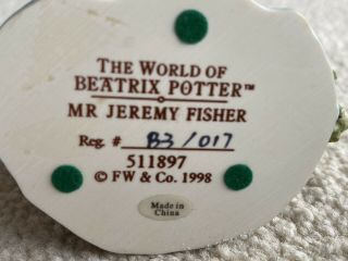 Border Fine Arts Beatrix Potter Jeremy Fisher Arch Figurine 511897 3