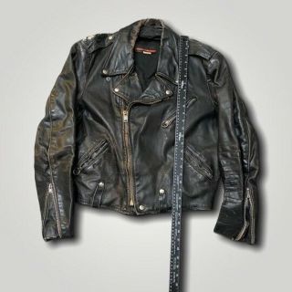 Vintage Brooks Leather Sportswear 80s Biker Jacket Size L Usa Distressed