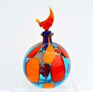 Murano Glass Authentic Handblown Perfume Bottle,  Pazzia Large Round
