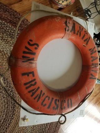 Vintage Ships Life Preserver Ring Santa Maria San Francisco