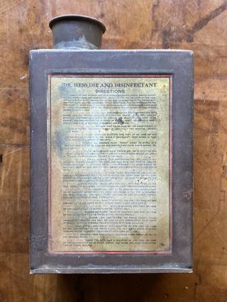 Vtg 1900’s Dr.  Hess & Clark Advertising Tin Ashland Ohio Dip Disinfectant 4