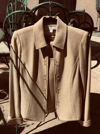 Vintage St John By Marie Gray Gold W/metallic Thread 3 - Piece Suit,  Sizes 6 & 8