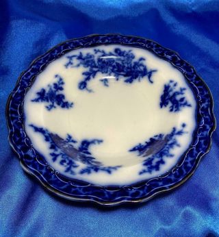 Antique Flow Blue Flat Rim Soup Bowl " Touraine " Henry Alcock & Co.  1891 - 1900