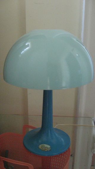 Vintage 60s 70s Gilbert Blue Plastic Mushroom Lamp Retro Mcm Mod Hippie Boho