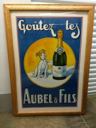 Vintage French Wine Poster Aubel & Fils Huge Frame Local Pick Up.