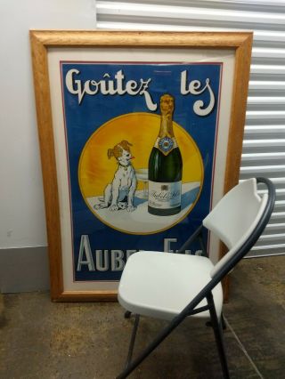 Vintage French Wine Poster Aubel & Fils HUGE FRAME Local pick up. 2