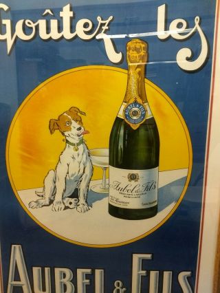 Vintage French Wine Poster Aubel & Fils HUGE FRAME Local pick up. 3