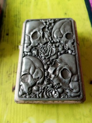 Old Brown Zippo Skull Theme 2008 Come With Replaced 2018 Insert No Zippo Box