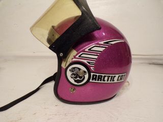 Vintage Arctic Cat Snowmobile Helmet 70s Xl 50 Yrs.  Functioning Shield Man Cave