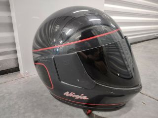 Vintage Bell Kawasaki Ninja Motorcycle Helmet Black Red Xl